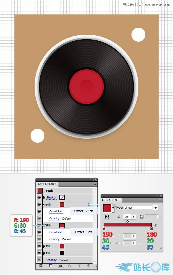 Illustrator创建立体风格的黑胶唱机图标,PS教程,站长图库