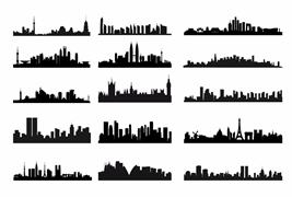 城市天际线剪影元素矢量素材下载
