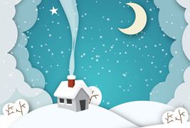 冬季雪景小屋背景设计矢量素材下载
