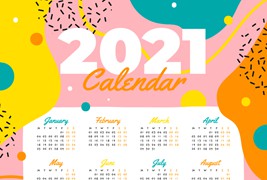 多彩的2021年日历矢量素材