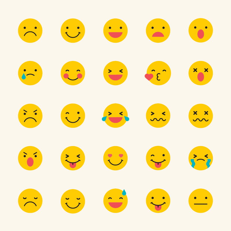 25个黄色可爱的表情矢量素材