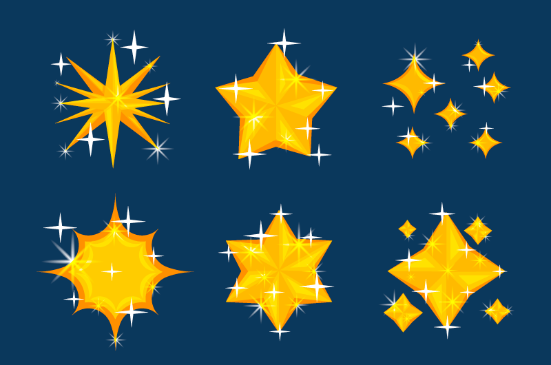 六个金光闪闪的星星矢量素材