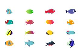 16个扁平简单的鱼矢量素材