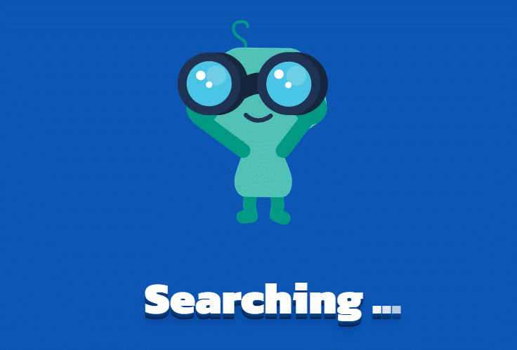 SVG卡通小人举望远镜搜索动画404网页模板