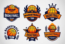 六个篮球俱乐部图标/logo矢量素材