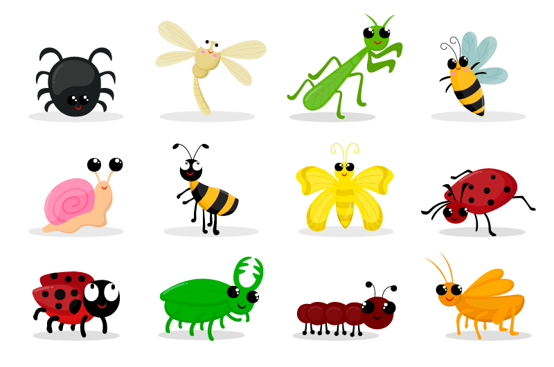12个卡通风格的昆虫动物矢量素材