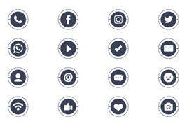 16个圆形的社交媒体图标矢量素材