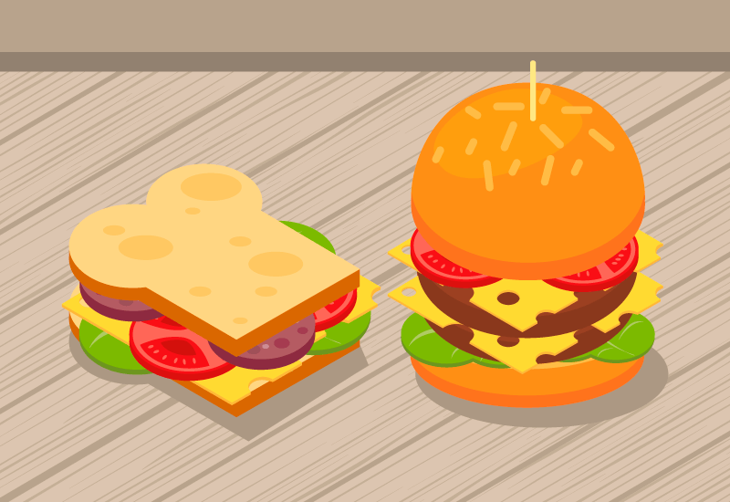 美味的三明治和汉堡矢量素材