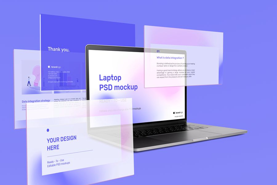笔记本电脑屏幕广告展示效果PSD分层素材下载