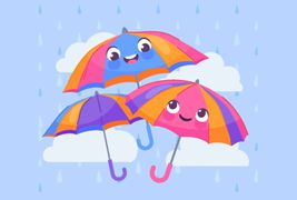 雨中微笑的雨伞矢量素材