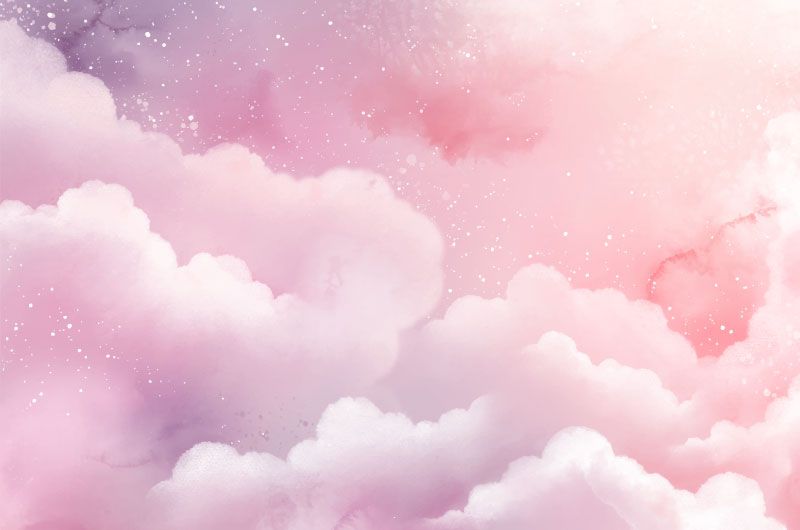 水彩粉色梦幻天空云朵背景矢量素材