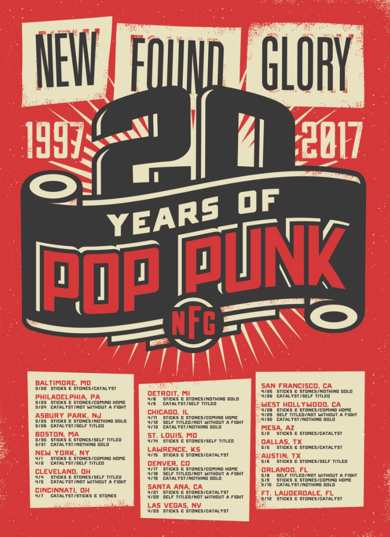 New Found Glory tour poster: 20 years of pop punk