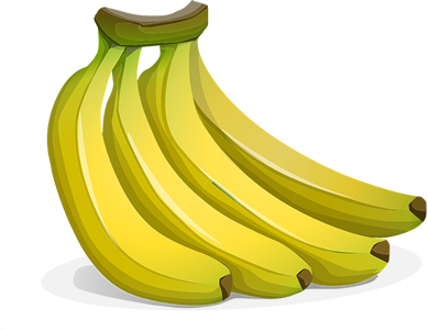 A cartoon illustration of a bunch of bananas