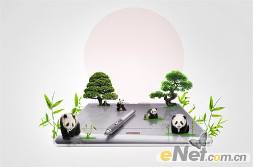 PhotoShop打造Wacom中国风熊猫创意广告海报制作教程 