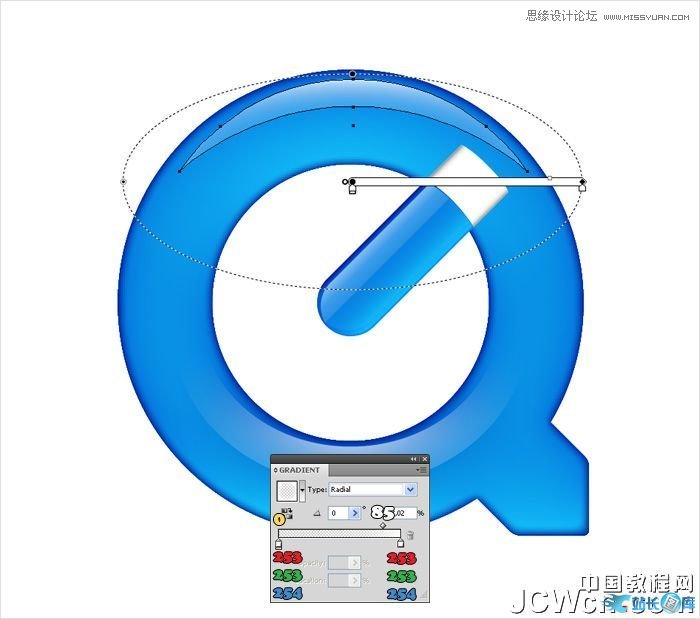 Illustrator制作蓝色苹果QuickTime标志,PS教程,站长图库