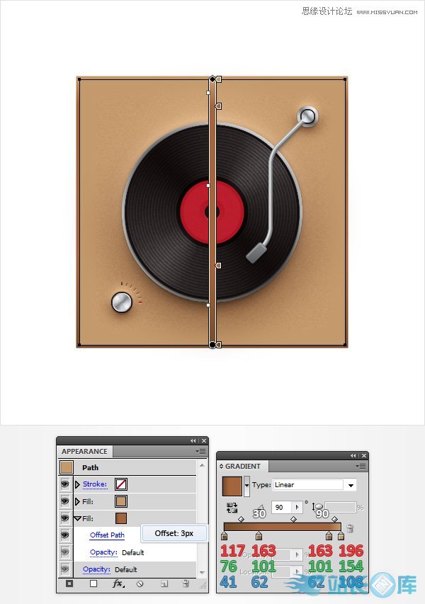 Illustrator创建立体风格的黑胶唱机图标,PS教程,站长图库