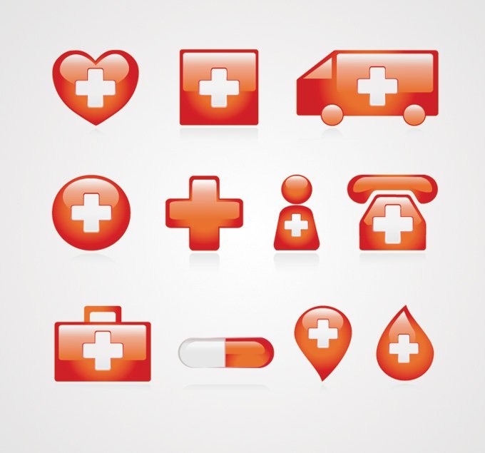 红色医院医疗图标设计矢量EPS素材下载