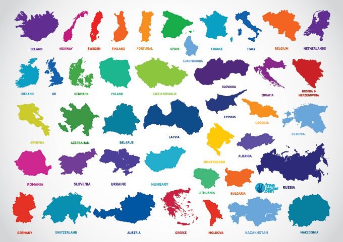 欧洲国家地图矢量素材下载