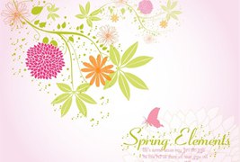 春天粉色花卉矢量背景素材下载