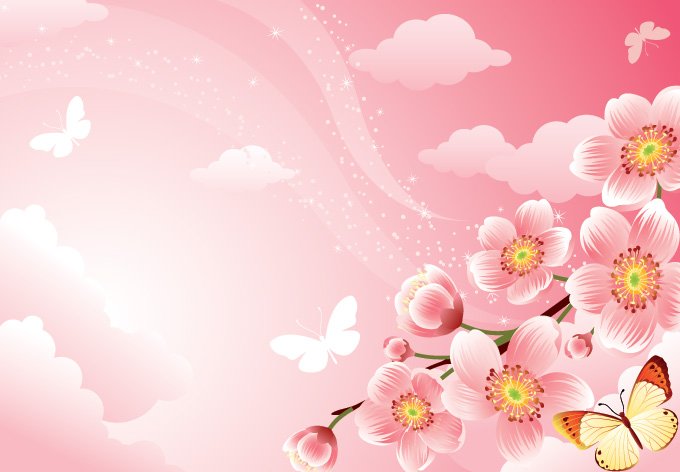 粉色樱花背景矢量素材下载