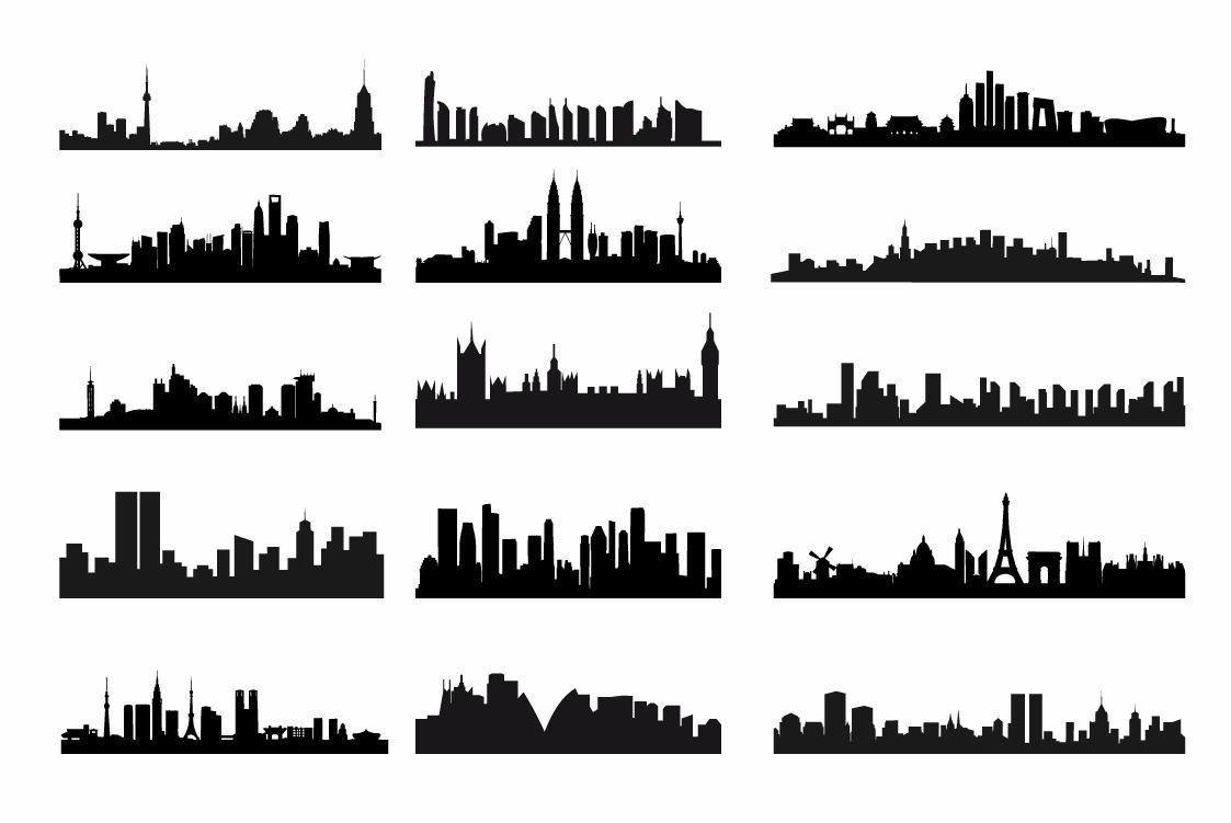City Skyline Landscape Silhouette Vector Set.jpg