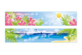 美丽的海滨海滩Banner背景矢量素材下载