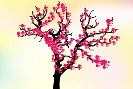 美丽的日本浪漫樱花树背景设计矢量素材下载