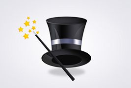 魔术棒，魔术师帽子元素设计PSD素材下载