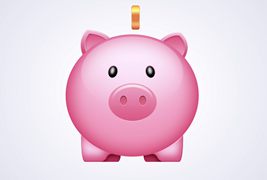 粉色卡通小猪存钱罐设计PSD素材下载