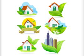 生态环保房屋图标元素设计矢量素材下载