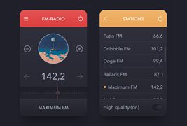 收音机应用界面设计PSD素材下载