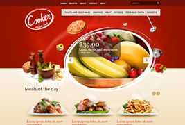 红色漂亮西餐美食公司网站模板