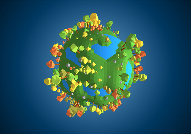 HTML5 3D绿色树木地球动画特效