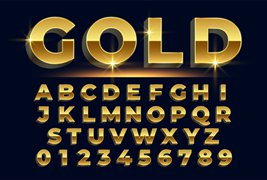 金色的字母和数字矢量素材(EPS)