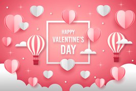 爱心和热气球情人节背景矢量素材(AI/EPS)