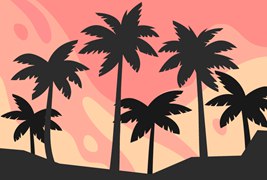 扁平风格棕榈树剪影背景矢量素材(AI/EPS)