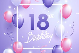 多彩气球18岁生日快乐矢量素材