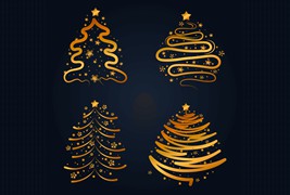 4棵抽象的金色圣诞树矢量素材