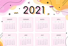 粉色抽象设计的2021年日历矢量素材