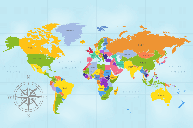 多彩世界地图矢量素材(AI/EPS/免扣PNG)