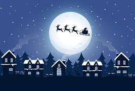 穿梭在夜空中的圣诞老人矢量素材