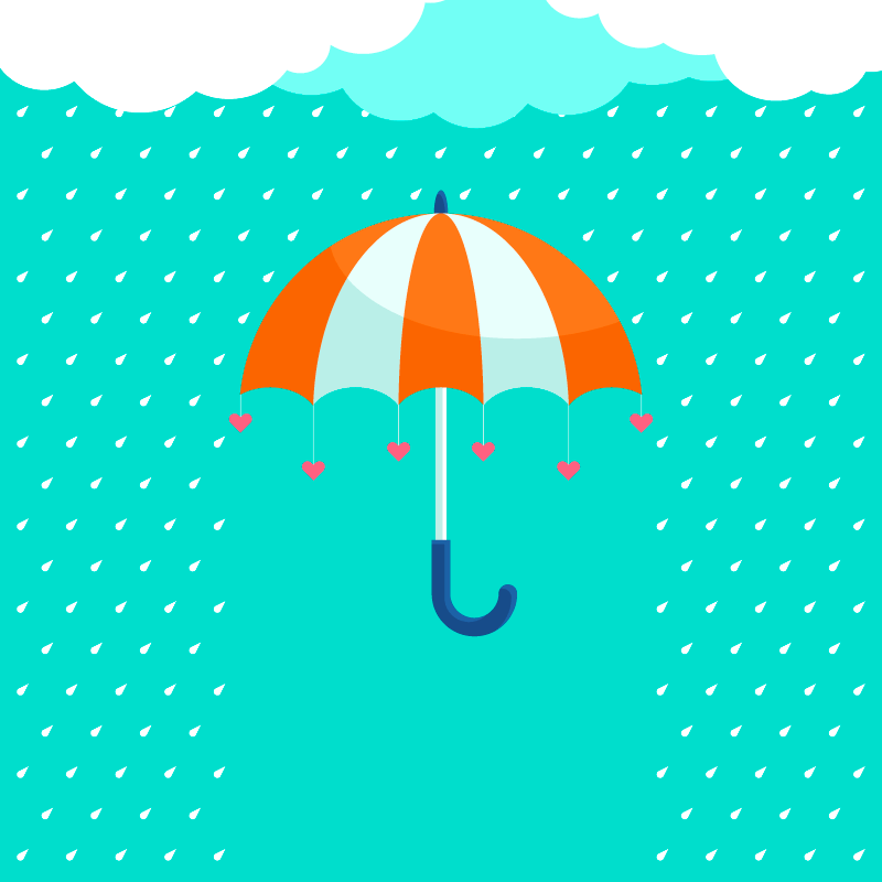 下雨天和雨伞矢量素材(EPS/AI)