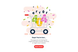 购物车设计404错误页面矢量素材