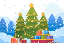圣诞树和礼物设计圣诞节背景矢量素材