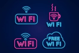 霓虹灯wifi标志矢量素材