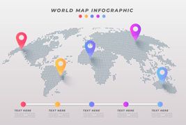 世界地图上标注的商业信息矢量素材