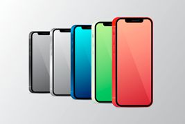五种不同颜色的iPhone12矢量素材