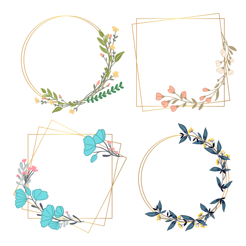 四个漂亮的花卉边框矢量素材