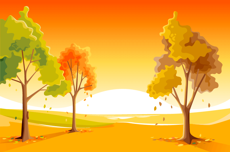 金黄色的树木秋天背景矢量素材