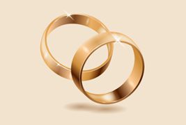 逼真的金色结婚戒指矢量素材